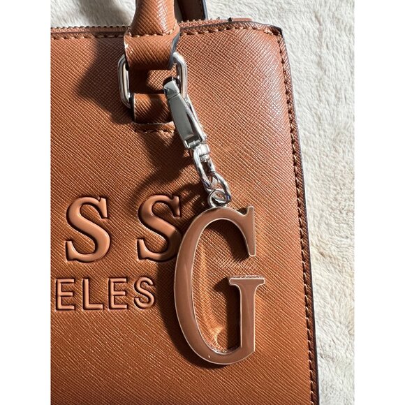 Guess Los Angeles Brown Faux Leather Crossbody Handbag With Detachable Strap - Picture 3 of 14